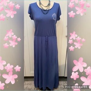 Rolla Coster Blue Maxi Dress Gathered Waist Size Medium NEW!